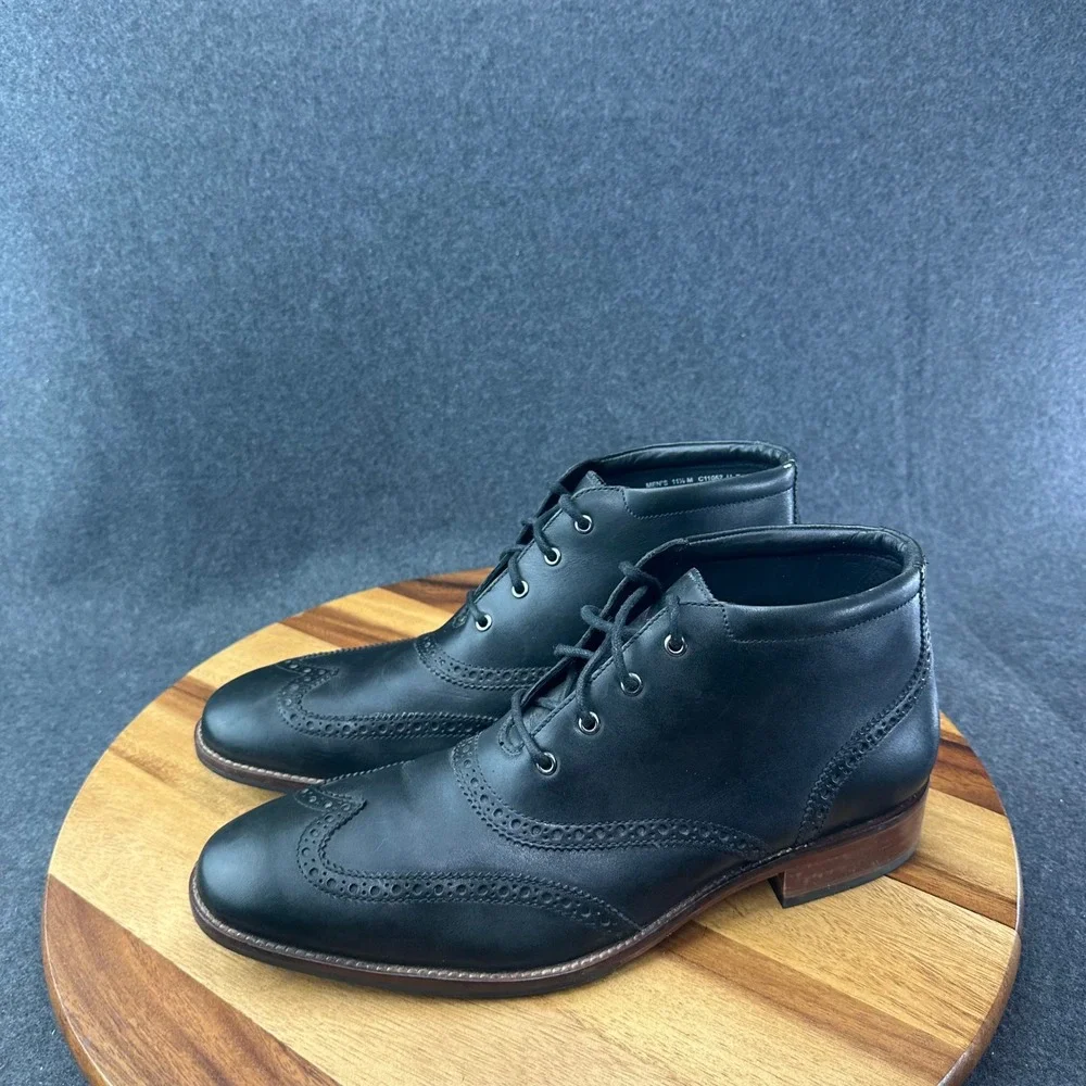 Cole Haan Liam Chukka II Wingtip Black Leather Ankle Boots C11052 Mens 11.5 Shoe